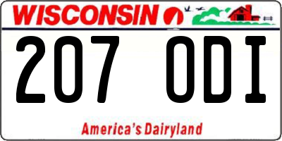 WI license plate 207ODI