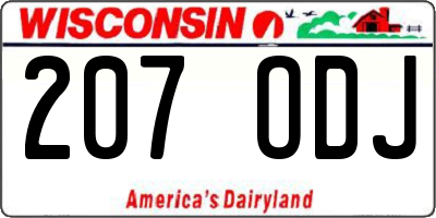 WI license plate 207ODJ