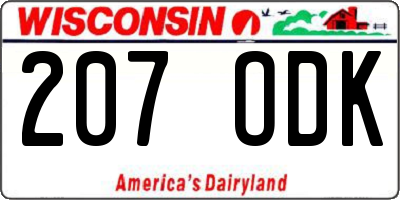 WI license plate 207ODK