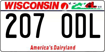 WI license plate 207ODL