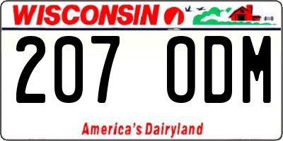 WI license plate 207ODM