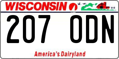 WI license plate 207ODN