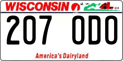 WI license plate 207ODO