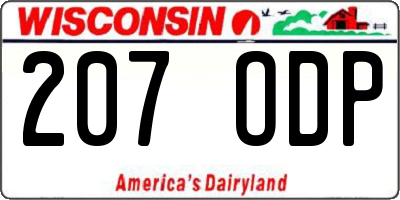 WI license plate 207ODP