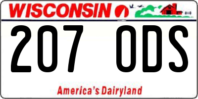 WI license plate 207ODS