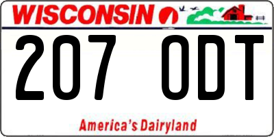 WI license plate 207ODT
