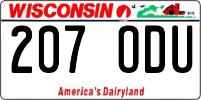 WI license plate 207ODU