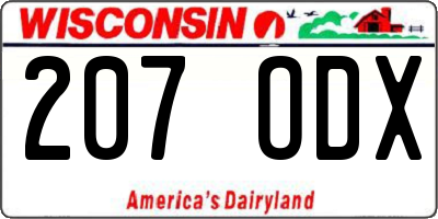 WI license plate 207ODX