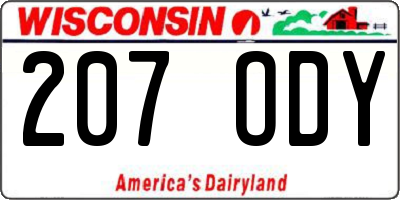 WI license plate 207ODY