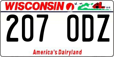 WI license plate 207ODZ