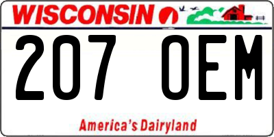 WI license plate 207OEM