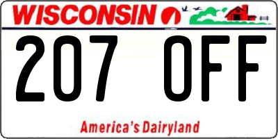 WI license plate 207OFF