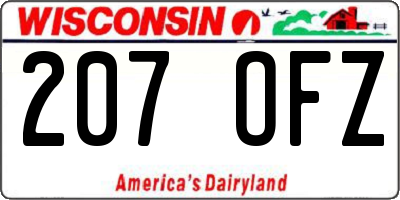 WI license plate 207OFZ