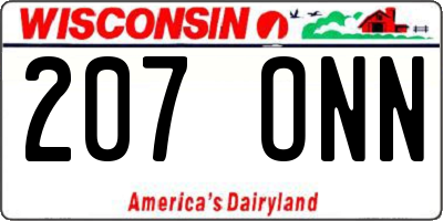 WI license plate 207ONN