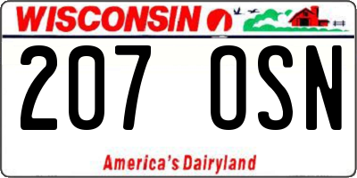 WI license plate 207OSN