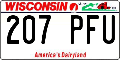 WI license plate 207PFU