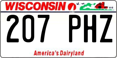WI license plate 207PHZ