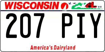 WI license plate 207PIY