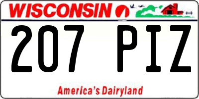 WI license plate 207PIZ