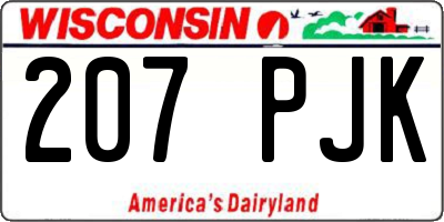 WI license plate 207PJK