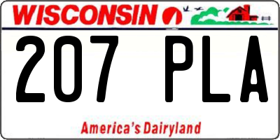 WI license plate 207PLA