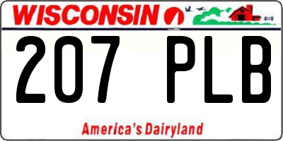 WI license plate 207PLB