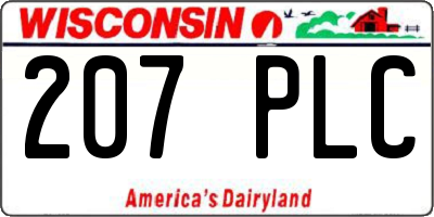 WI license plate 207PLC