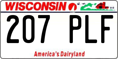WI license plate 207PLF