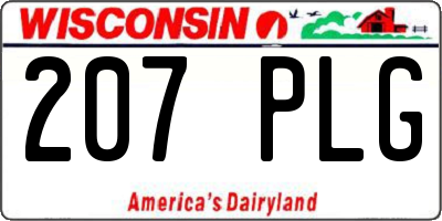 WI license plate 207PLG