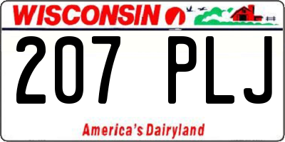 WI license plate 207PLJ