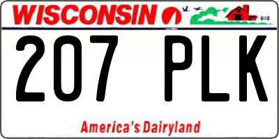 WI license plate 207PLK