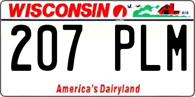WI license plate 207PLM