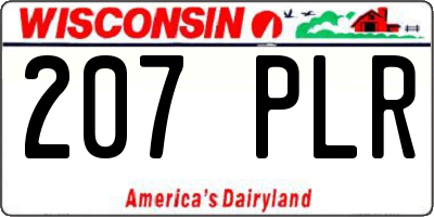 WI license plate 207PLR