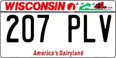 WI license plate 207PLV