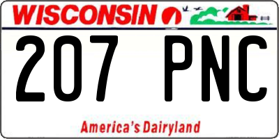 WI license plate 207PNC