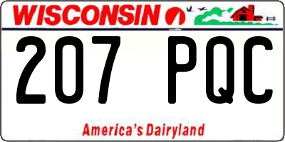 WI license plate 207PQC