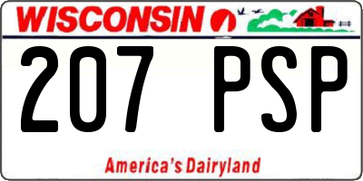 WI license plate 207PSP