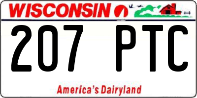 WI license plate 207PTC