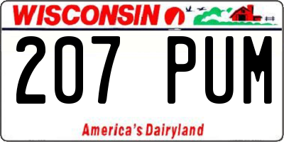 WI license plate 207PUM