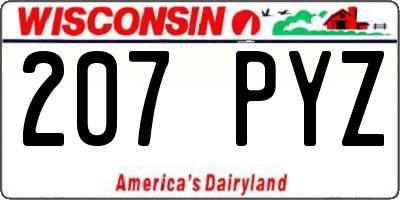 WI license plate 207PYZ