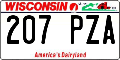 WI license plate 207PZA