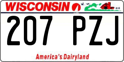 WI license plate 207PZJ