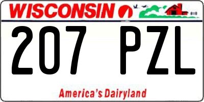 WI license plate 207PZL