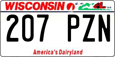 WI license plate 207PZN