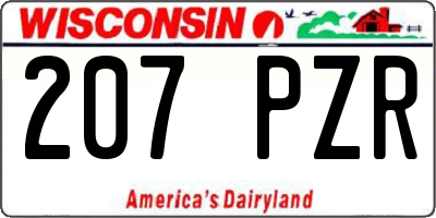 WI license plate 207PZR