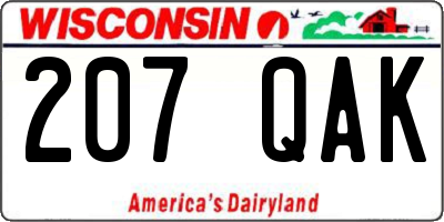 WI license plate 207QAK