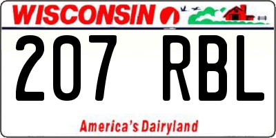 WI license plate 207RBL