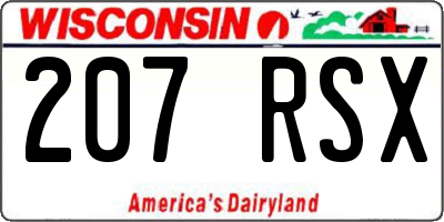 WI license plate 207RSX