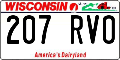 WI license plate 207RVO
