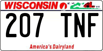 WI license plate 207TNF